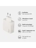 65W Oplader uittrekbare USB-C kabel USB-A + USB-C