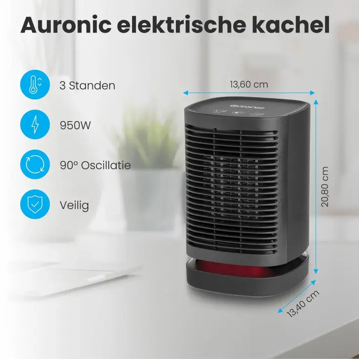 Ventilatorkachel – 950W – Zwart