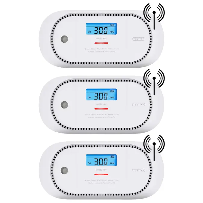XC01P-WR Koppelbare koolmonoxidemelder 3-pack