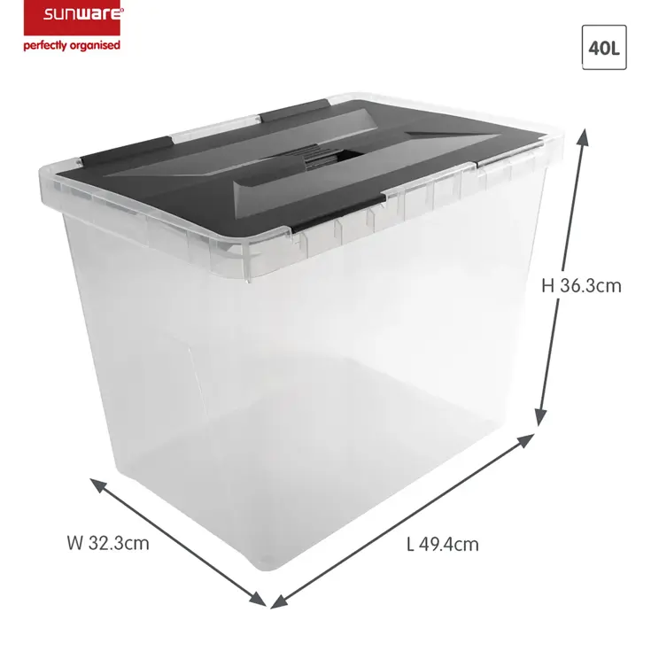 Onyx opbergbox transparant 40L - 3 delig