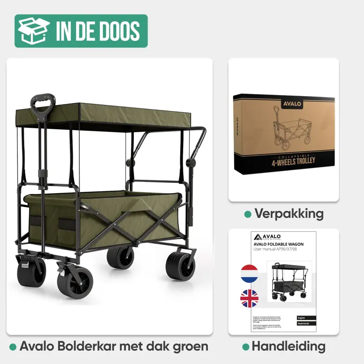 Bolderkar Opvouwbaar XL met Dak