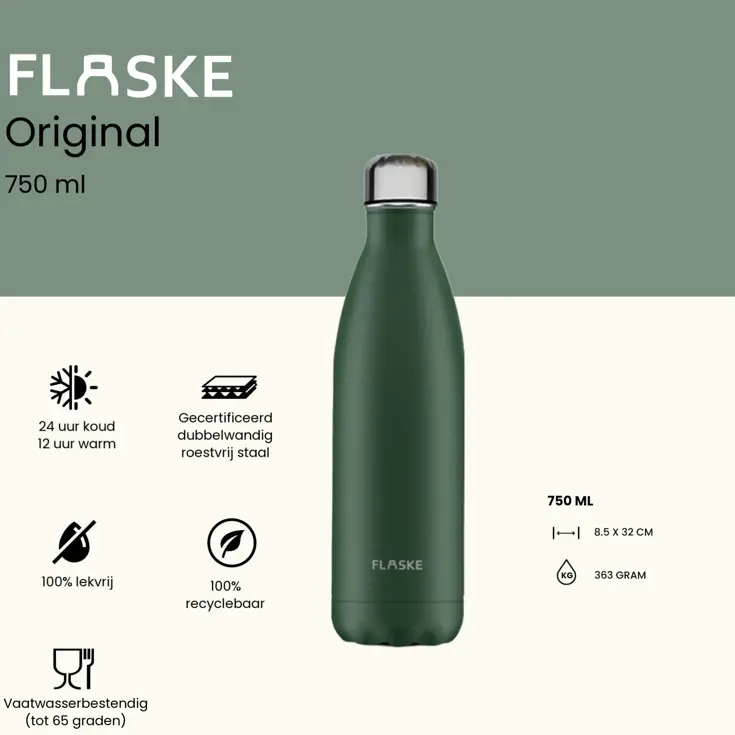 FLASKE 750 ml  RVS Drinkfles
