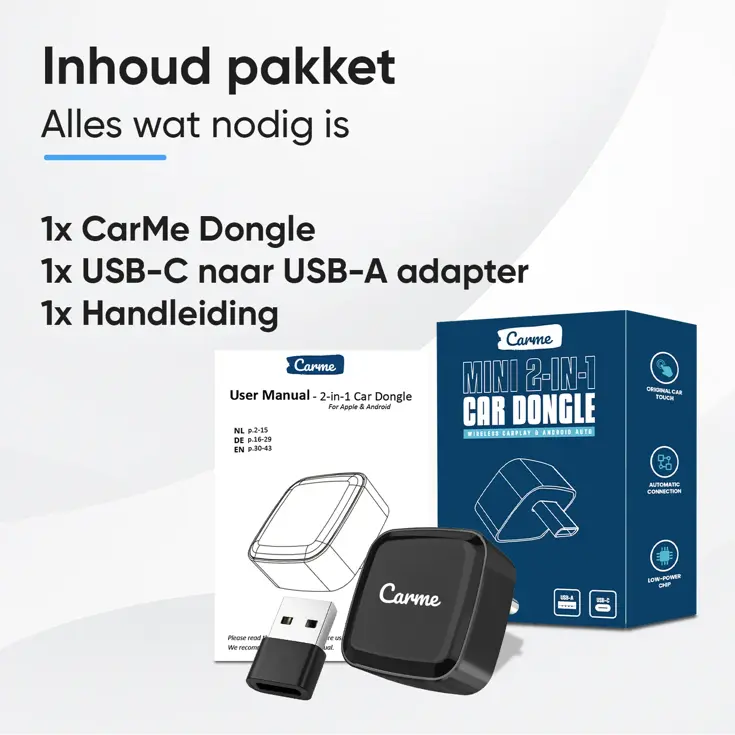 Mini 2-in-1 CarPlay & Android Auto Dongle USB-C