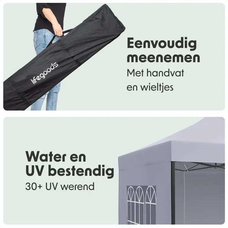 Partytent met Zijwanden – 3x3 m – Donkergrijs