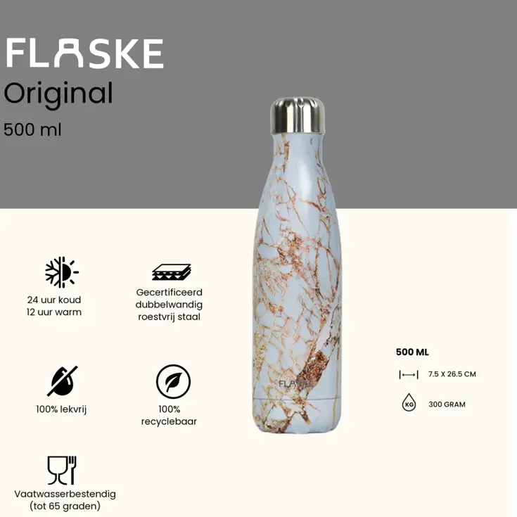 FLASKE 500 ml  RVS Drinkfles