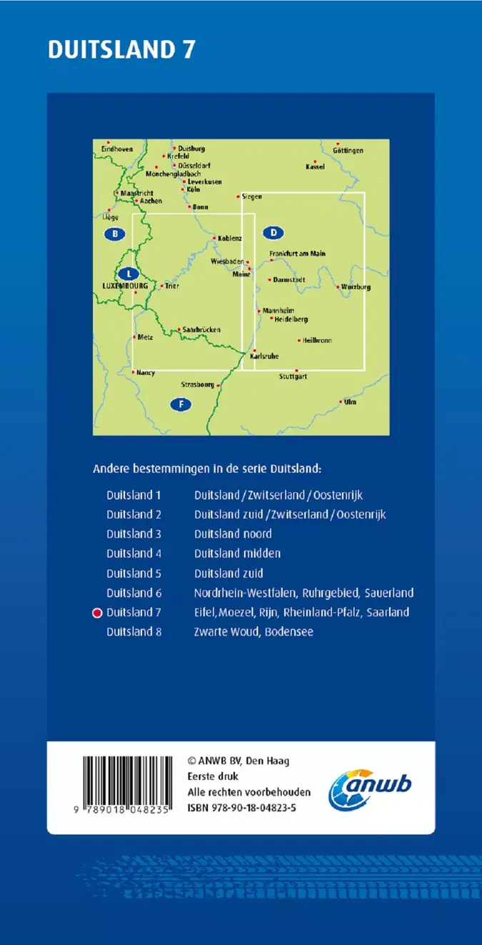 ANWB Wegenkaart Eifel, Moezel, Rijn, Rheinland-Pfalz, Saarland