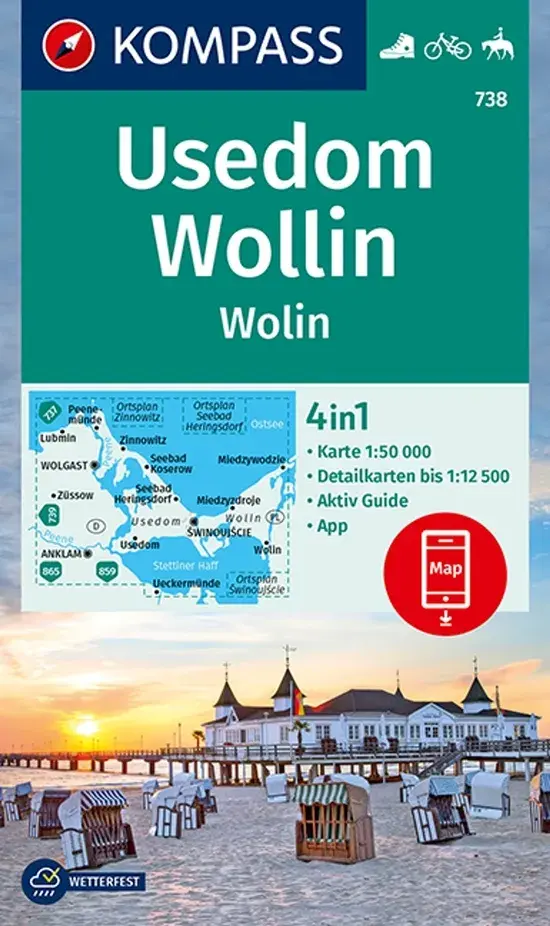 Kompass Wandelkaart WK738 Usedom - Wollin