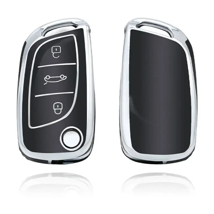 TPU Sleutelhoesje voor Peugeot zwart C3
