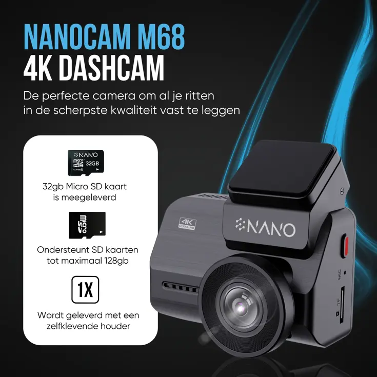 M68 4K 2CH Wifi GPS 32gb dashcam
