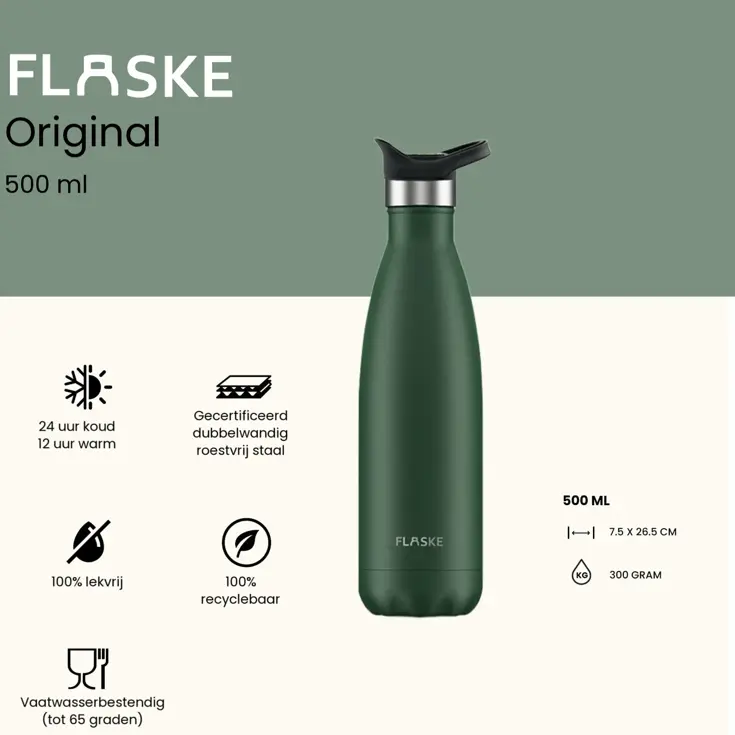 FLASKE 500 ml  RVS Drinkfles