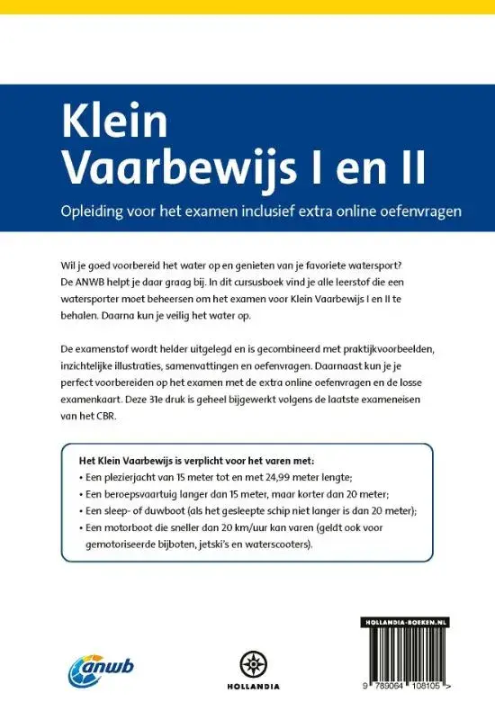 ANWB Cursusboek Klein Vaarbewijs I en II + Online Examentraining
