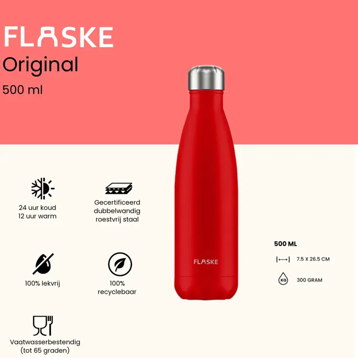 FLASKE 500 ml  RVS Drinkfles