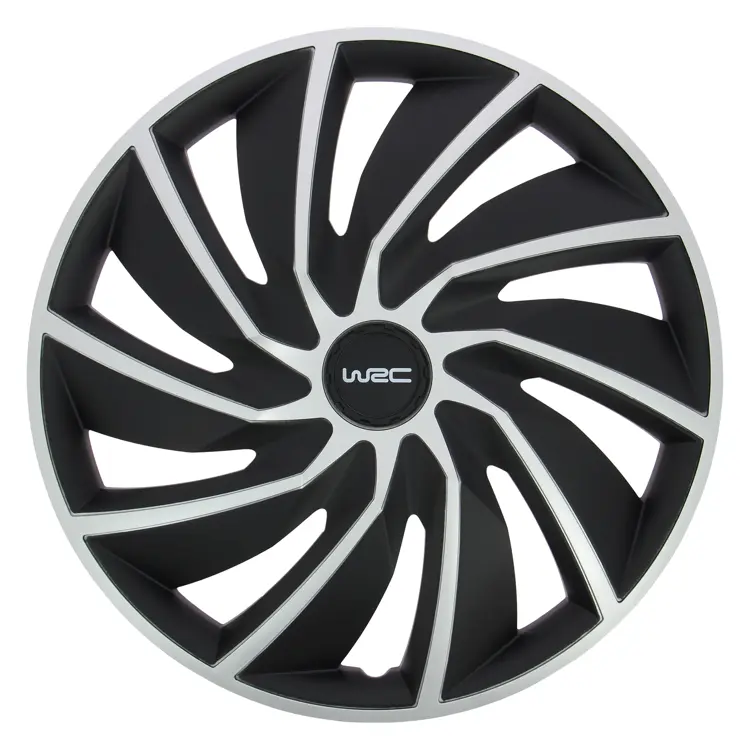 WRC Wieldoppen 15" - zilver/zwart 4 stuks