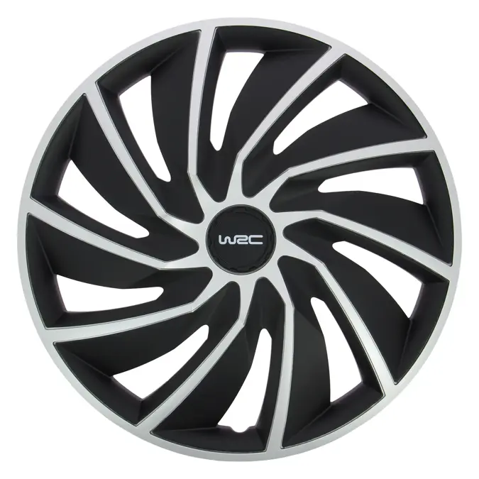 WRC Wieldoppen 15" - zilver/zwart 4 stuks