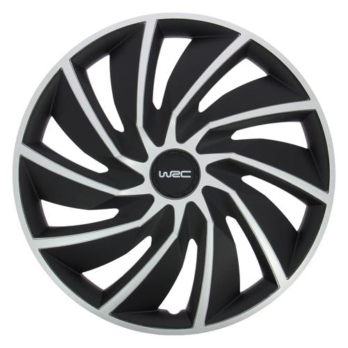 WRC Wieldoppen 16" - zilver/zwart 4 stuks