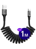 Flex USB-A naar USB-C Krulsnoer 1M Zwart