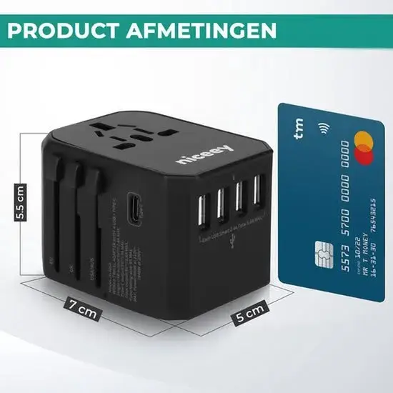 Universele wereldstekker met USB-poorten