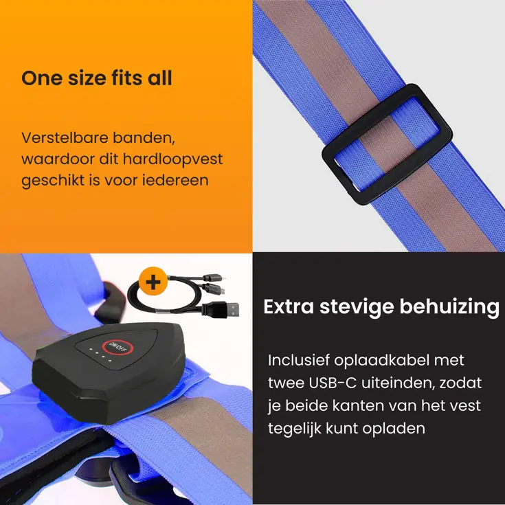 Hardloopvest met verlichting oplaadbaar