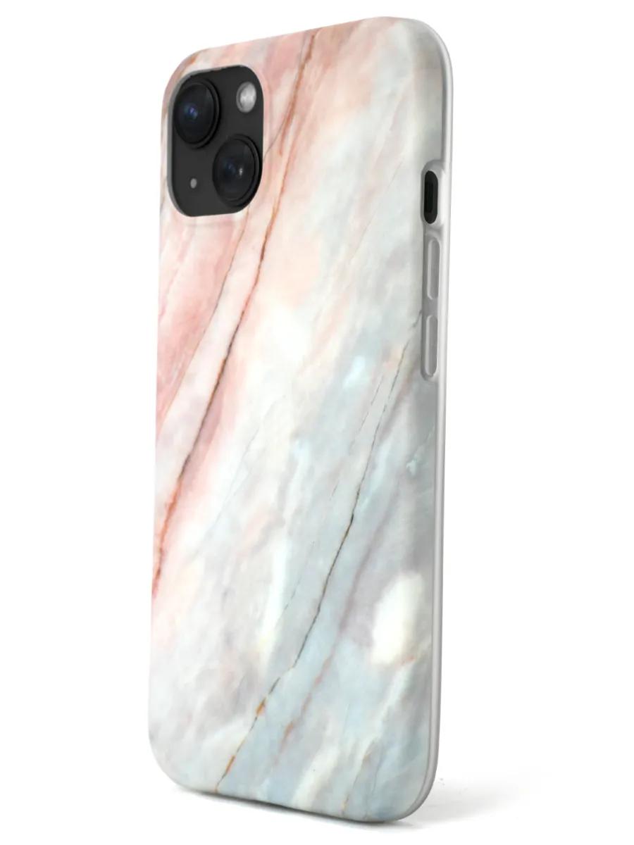 R2B  iPhone 13 Hoesje Marmer + Screenprotector  Roze main product image