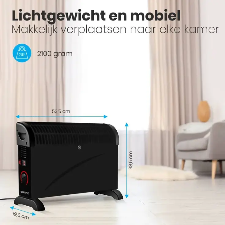 Convectorkachel – 2000W – Zwart