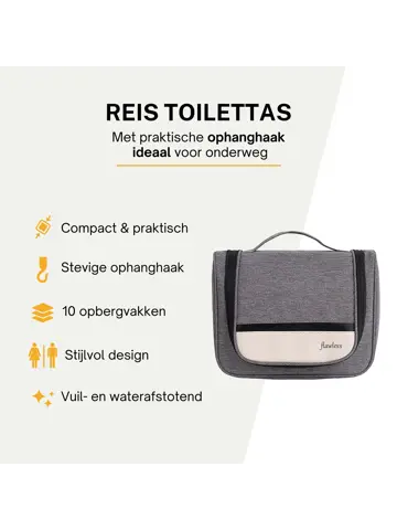 Toilettas met haak – Travel organizer – Grijs