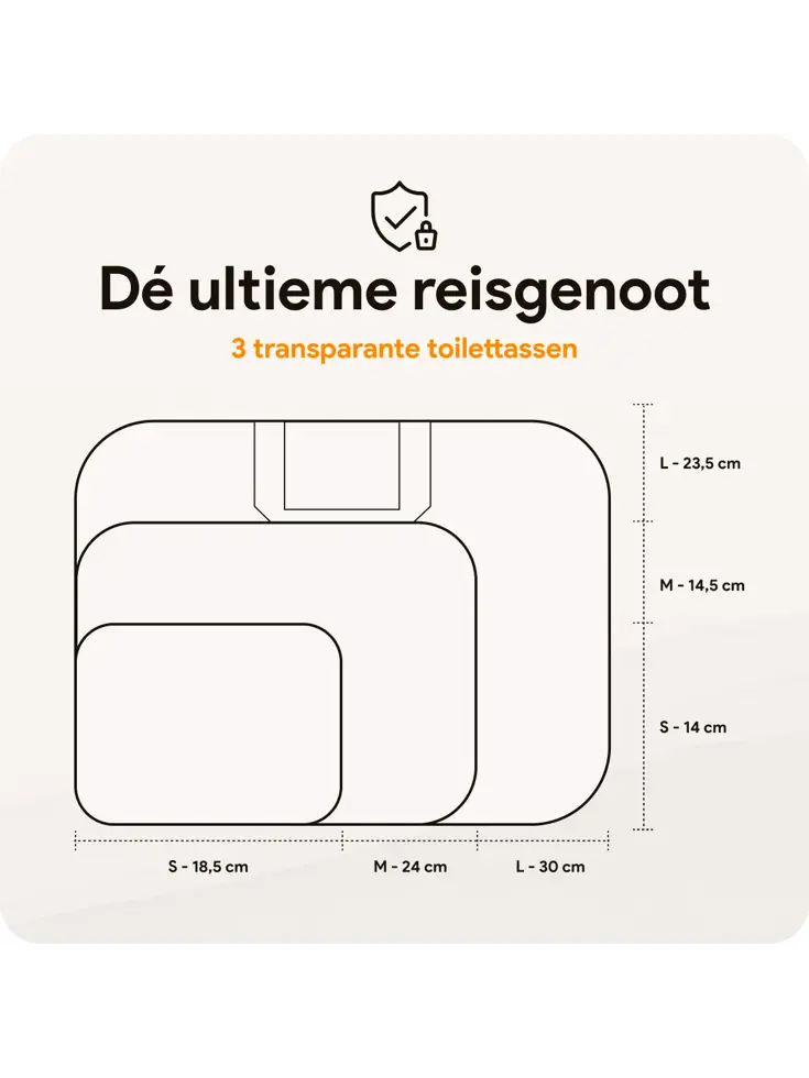 Doorzichtige Reis Toilettas - Set van 3 Stuks