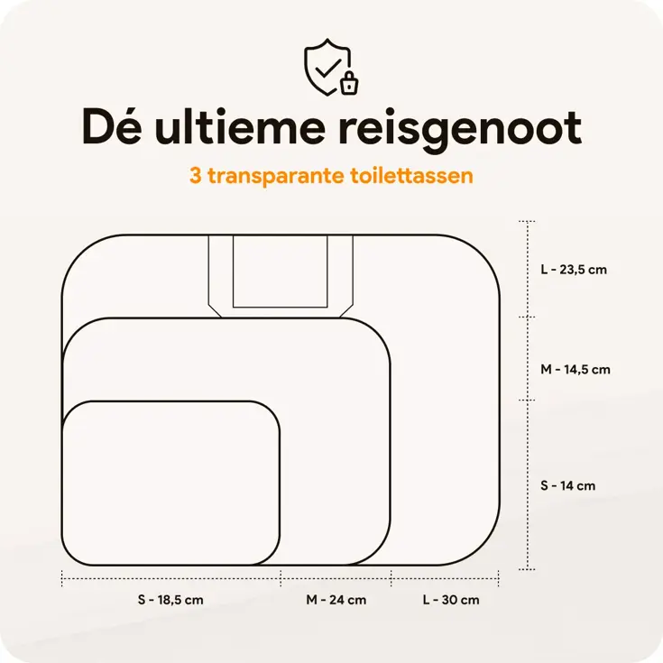 Doorzichtige toilettas – 3 stuks – Toilettas