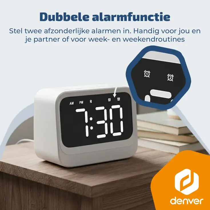 Denver EC54W Klokradio met Bluetooth