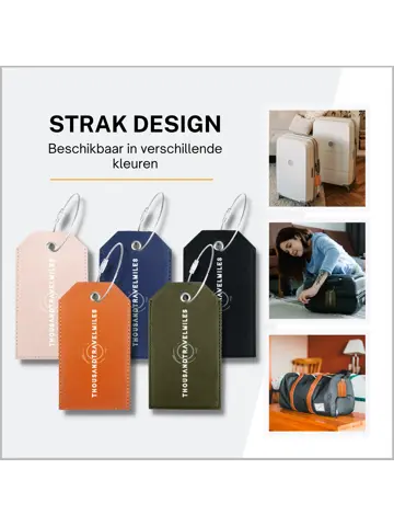 Bagagelabel – 4 stuks – Leer – Zwart