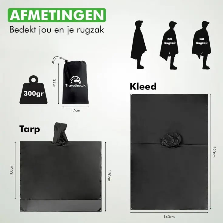 Regenponcho voor Fiets en Wandelen - Waterdicht