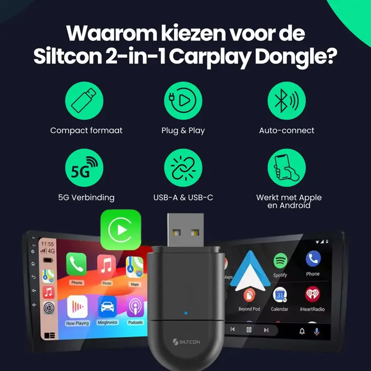 CarPlay Dongle - Draadloos - CarPlay/Android Auto