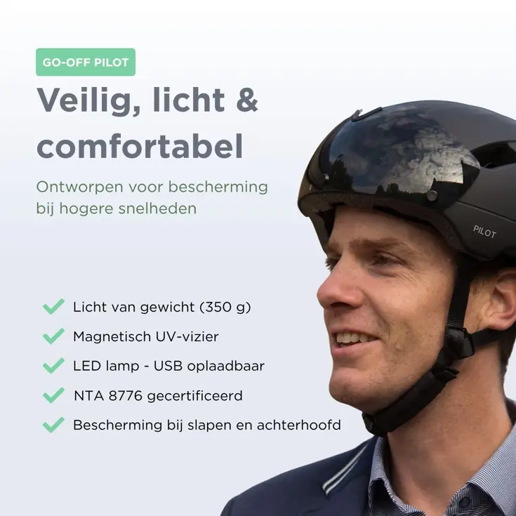PILOT fietshelm met vizier NTA certif.
