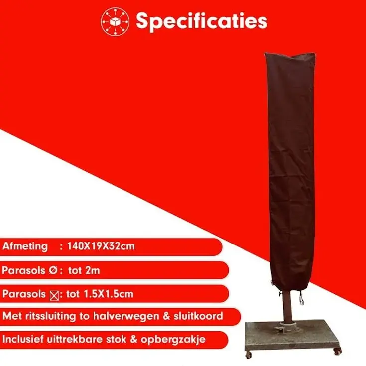 Stokparasol hoes 140x19x32 cm - Redlabel