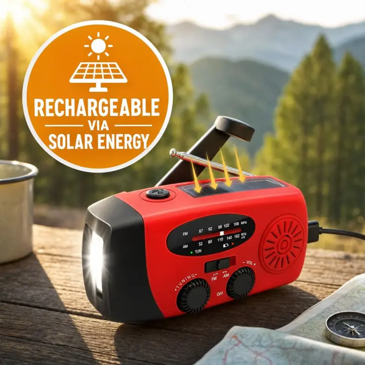Opwindbare Noodradio met Powerbank 2000 mAh
