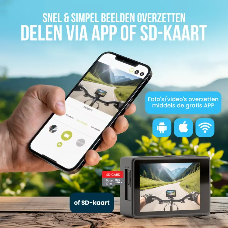 Actiecamera 5K 50MP - Waterdicht - Met WiFi