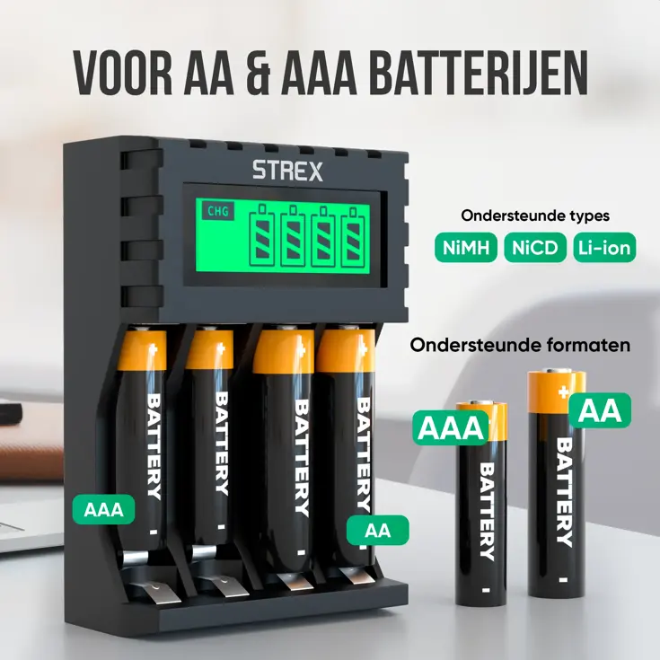 Batterijoplader USB - 4x AA/AAA