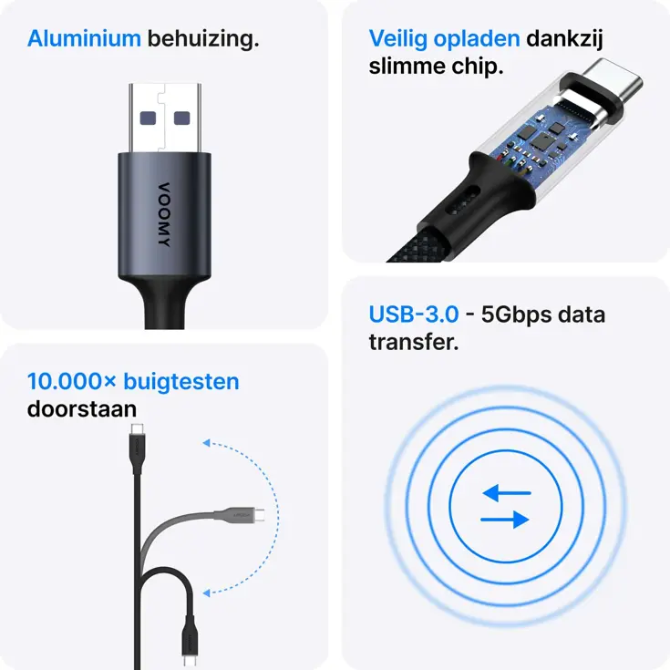 Connect C720 - USB-C naar USB-A Kabel - 3.0 2M