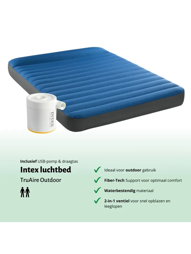 Luchtbed - Intex - 2P - 152x191 cm + Pomp