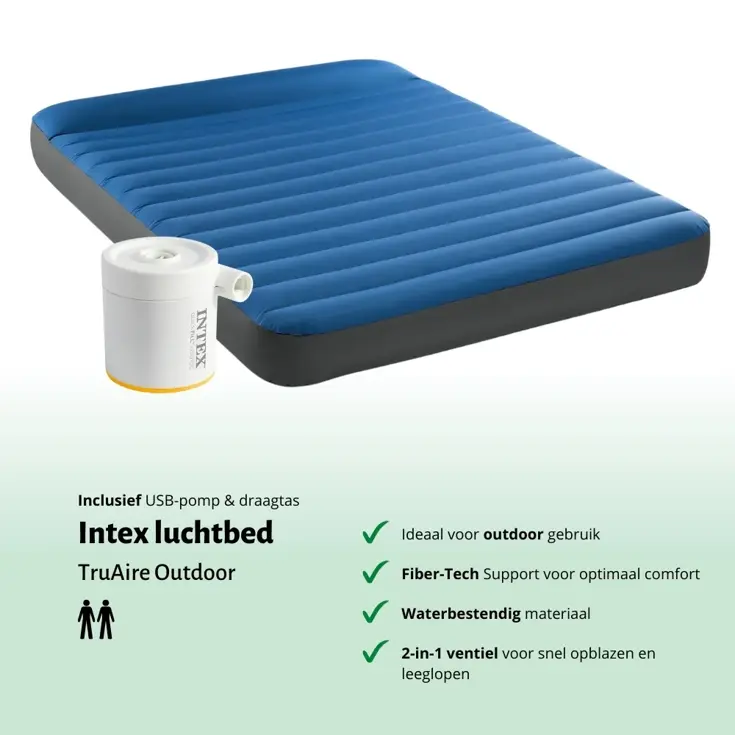 Luchtbed - Intex - 2P - 152x191 cm + Pomp