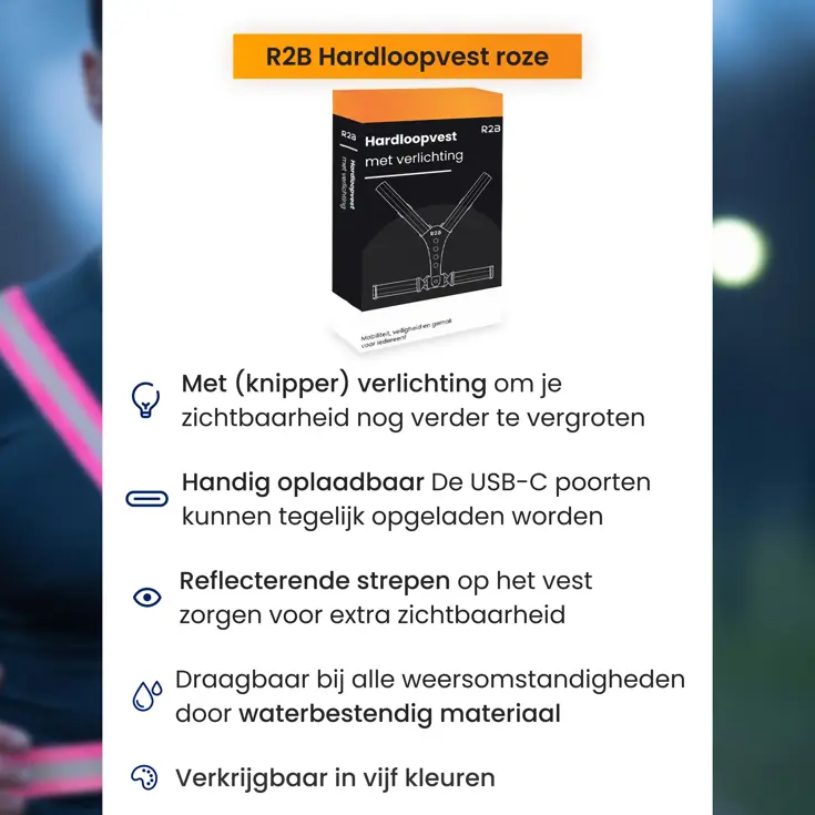 Hardloopvest met verlichting oplaadbaar
