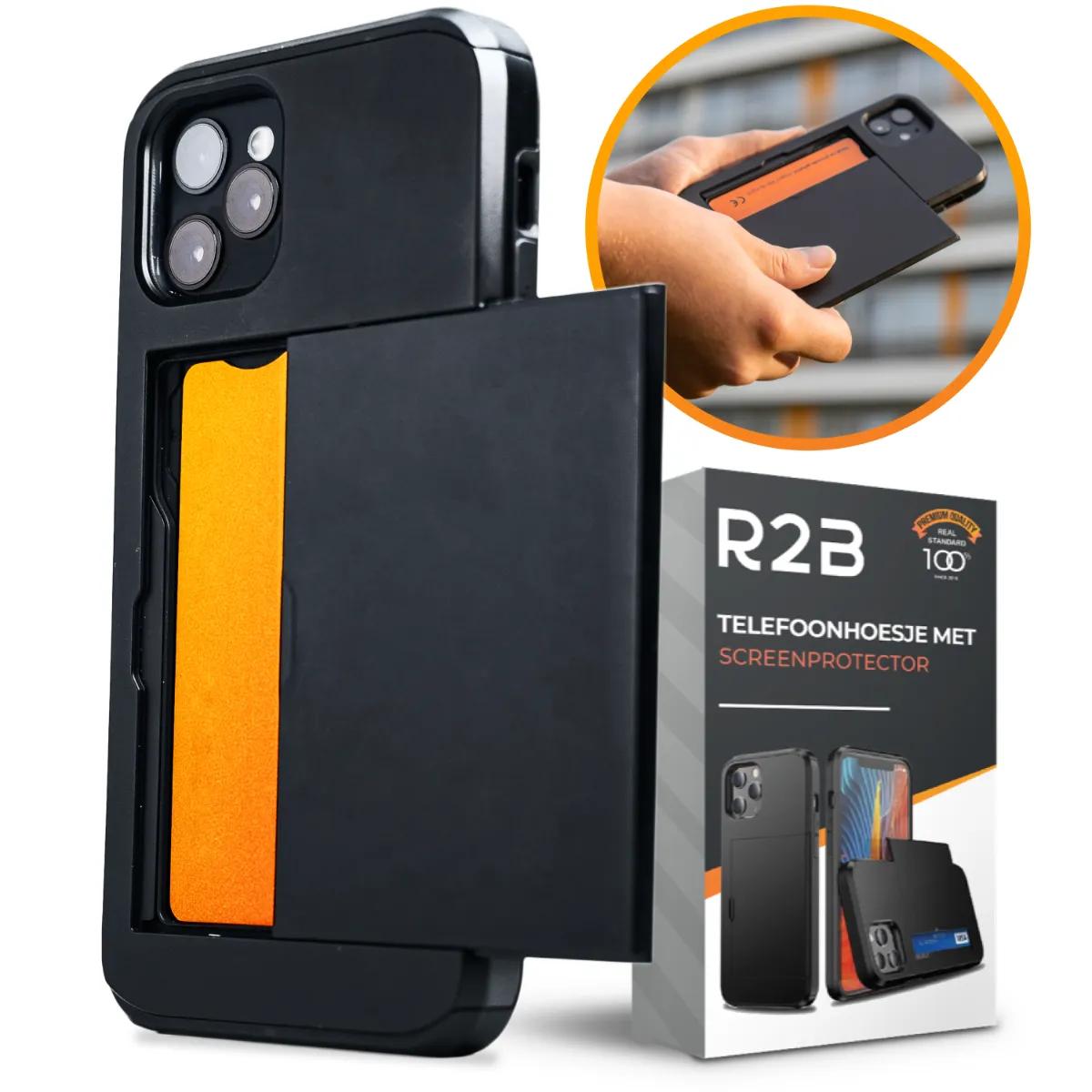 R2B  iPhone 14Pro Hoesje met pasjeshouder  Zwart main product image