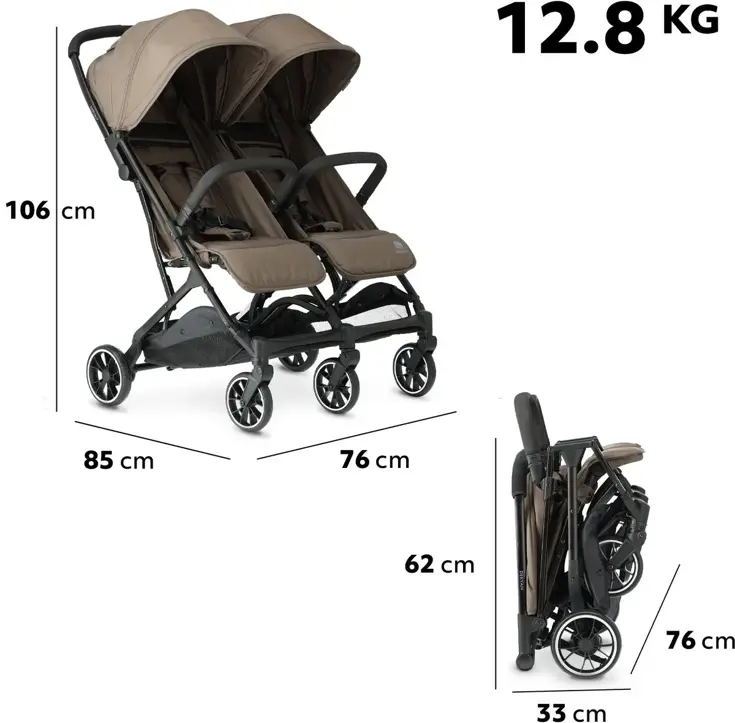 Luxe Rolo X2 Dubbele Buggy - Inklapbaar