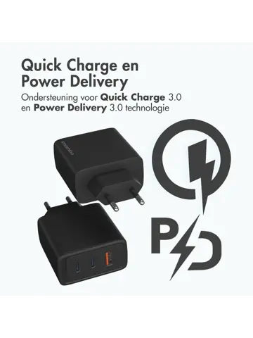 65W Wall Charger 2x USB-C 1x USB-A