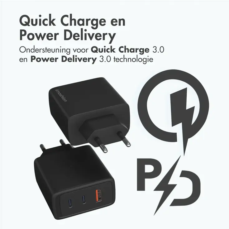 65W Wall Charger 2x USB-C 1x USB-A
