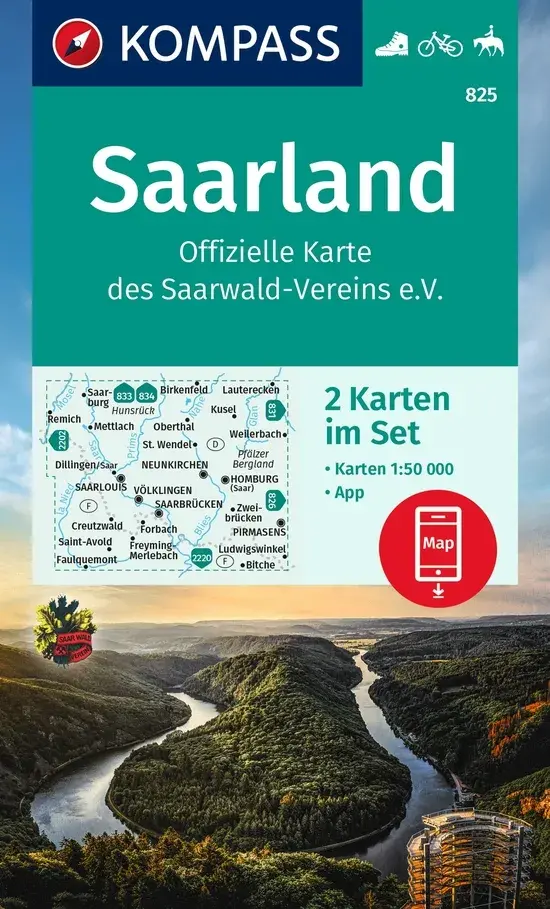 Kompass Wandelkaart WK825 Saarland