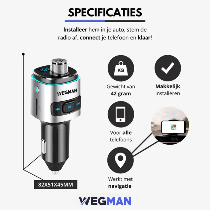 Wegman Bluetooth FM Transmitter - Carkit