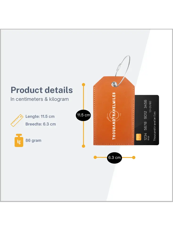 Bagagelabel – 4 stuks – Leer – Oranje