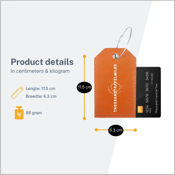 Bagagelabel – 4 stuks – Leer – Oranje