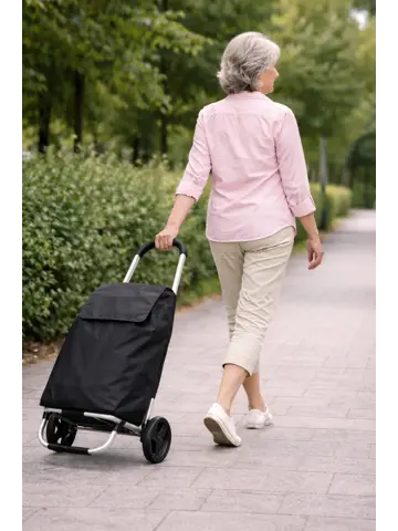 Boodschappentrolley 53L Zwart Met Wielen