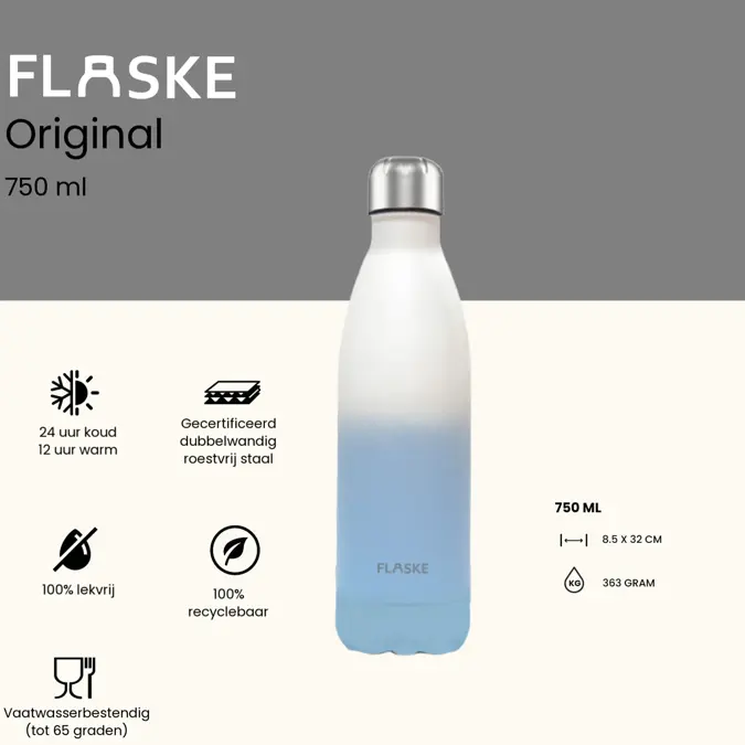 FLASKE 750 ml  RVS Drinkfles